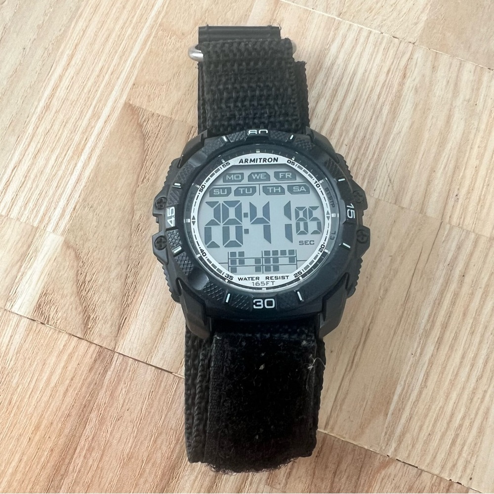 Armitron pro sport digital watch nylon adjustable strap NEW BATTERY